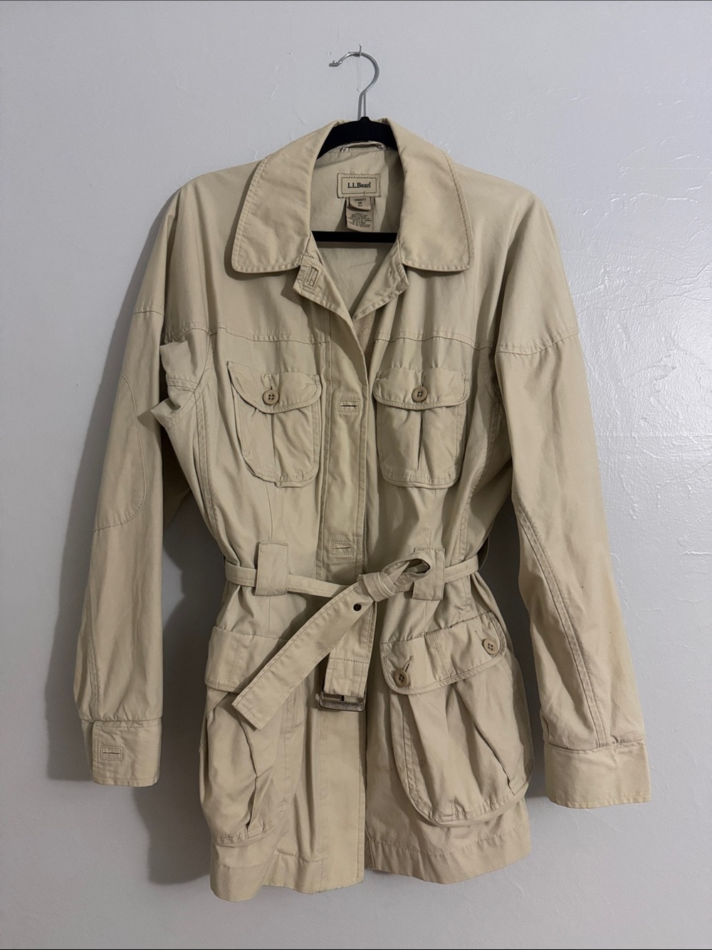 L.L. Bean Women's Beige Utility Belted Field Jacket